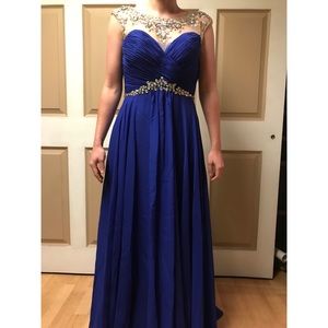 Sapphire blue prom dress with gem detailing